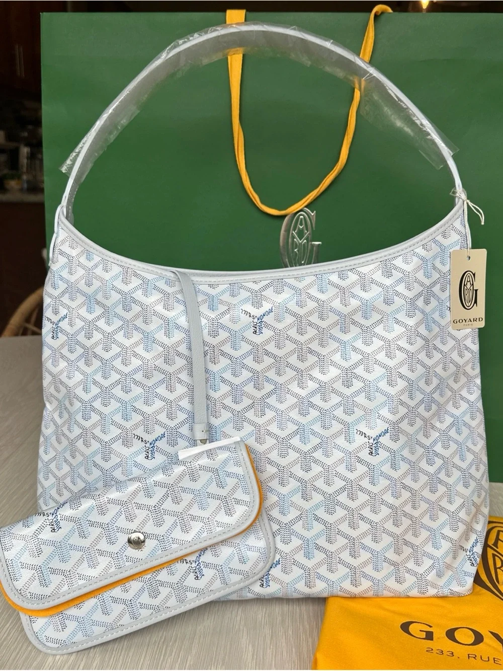 Goyard Limited Edition Polar Blue Hobo Bag with Matching Pouch